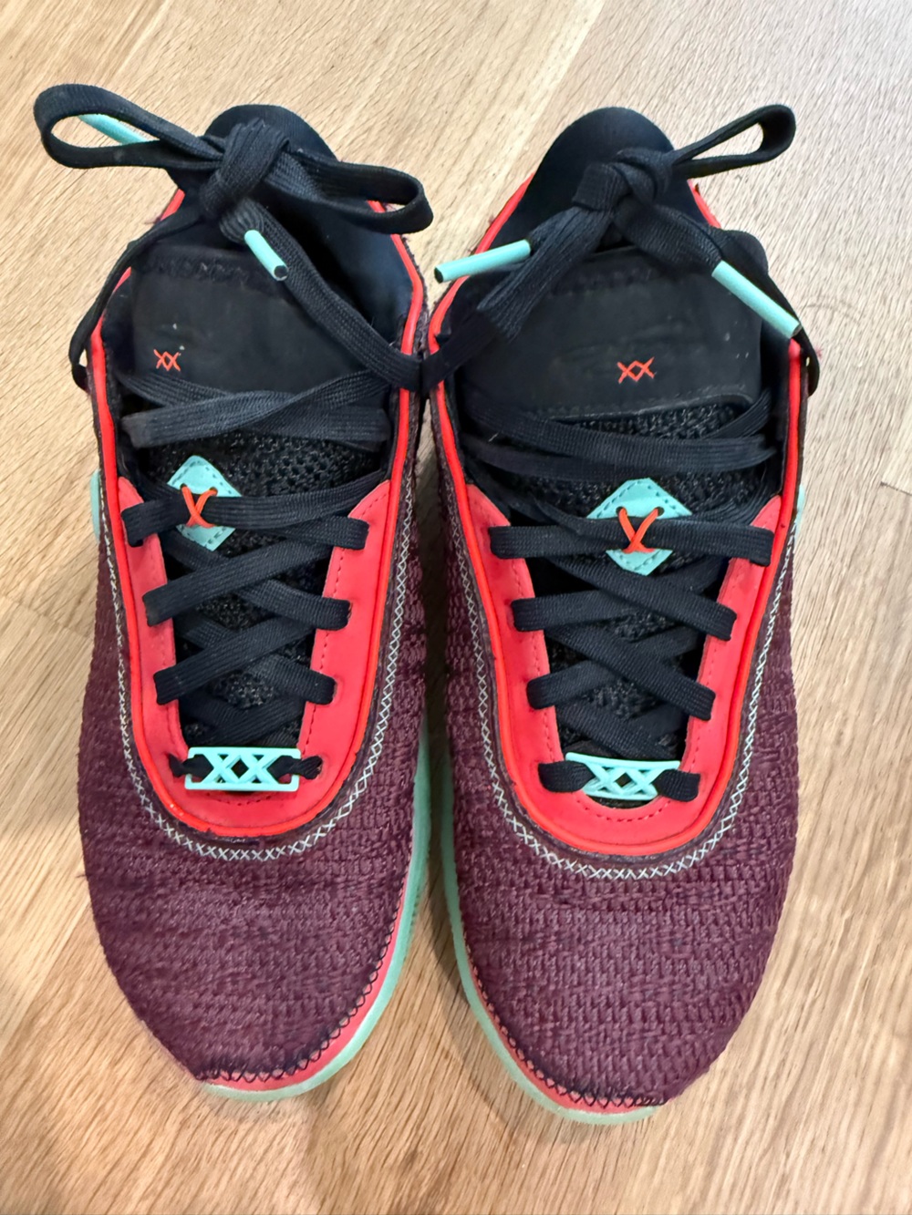 Nike LeBron XX 20 SE GS kids Athletic basketball Shoes Burgundy Red Aqua youth 6